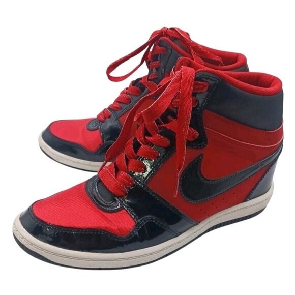 Nike Force Dunk Sky Hi Hidden Wedge Heel High Bred Patent Leather Womens US 8 - Picture 7 of 16